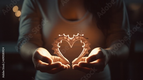Two hands, one male and one female, come together to form a heart shape, creating a beautiful gesture of love and unity.