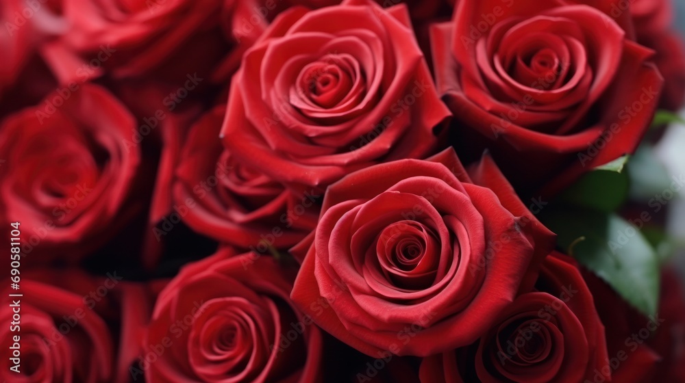 vibrant red rose flowers arranged in a beautiful bouquet
