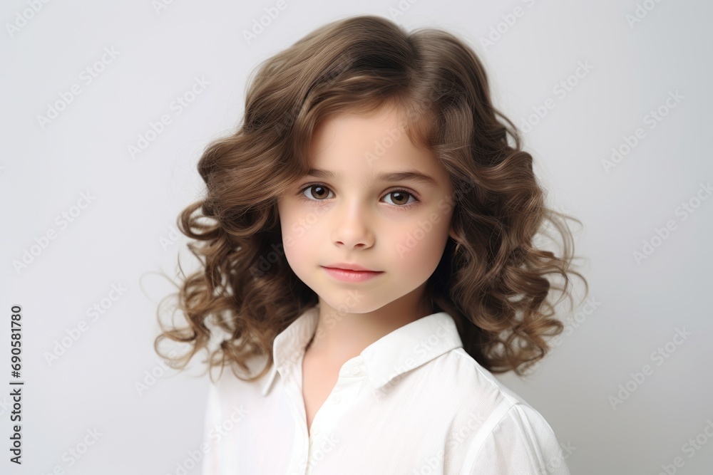 Portrait of a beautiful little girl with curly hair. Studio shot. Portrait of a beautiful little girl with curly hair. Studio shot.