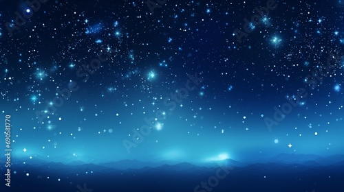 The Milky Way - Blue Christmas background with colorful stars