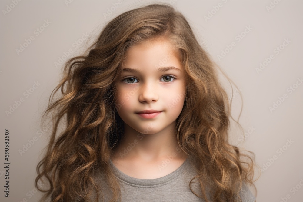 Portrait of a beautiful little girl with long wavy hair. Portrait of a beautiful little girl with long wavy hair.