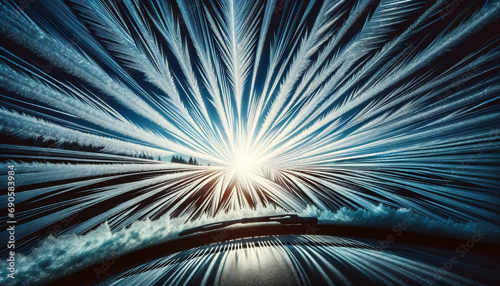 Obraz premium 車のフロントガラス凍結05