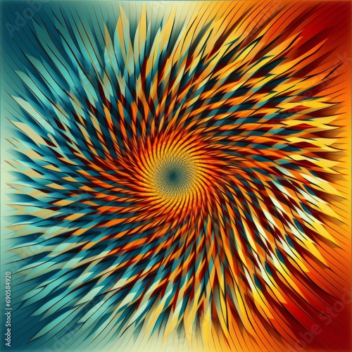 Multicoloured Optical Illusion Pattern. A Vibrant Computer-Generated Image of a Flower. Abstract Art