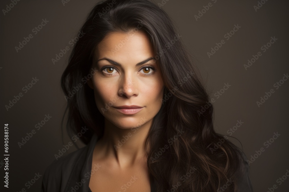 Portrait of a beautiful brunette woman on a dark background. Portrait of a beautiful brunette woman on a dark background.