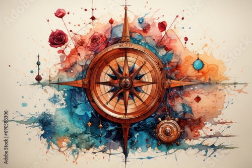 Wallpaper Mural compass rose and compass water color Torontodigital.ca
