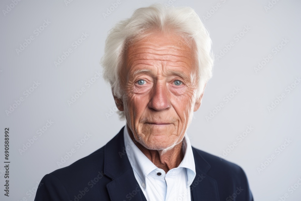 Elderly man in a suit. Studio shot against grey background. Elderly man in a suit. Studio shot against grey background.