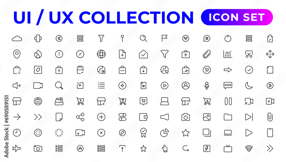 Ui ux icon set, user interface iconset collection. Ui ux icon set, user interface iconset collection.