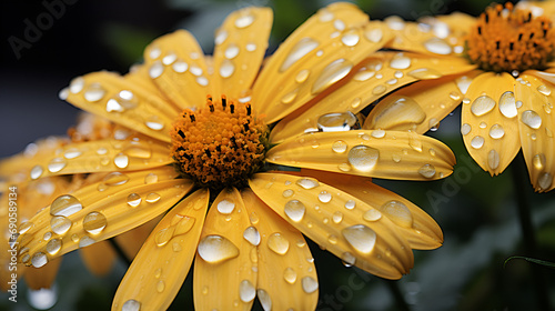 flower with water drops, Vibrant colors blossom in nature meadow reflecting liquid freshness generated by artificial intellingence photo