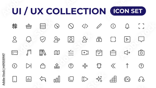 Ui ux icon set, user interface iconset collection.