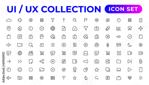 Ui ux icon set, user interface iconset collection.