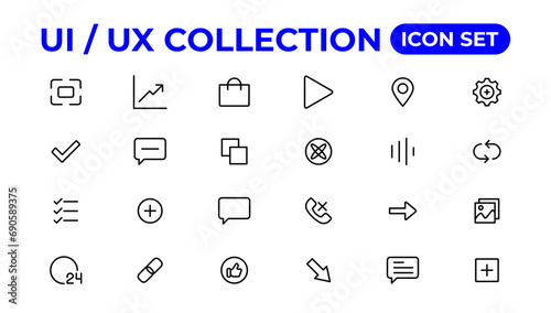 Ui ux icon set, user interface iconset collection.