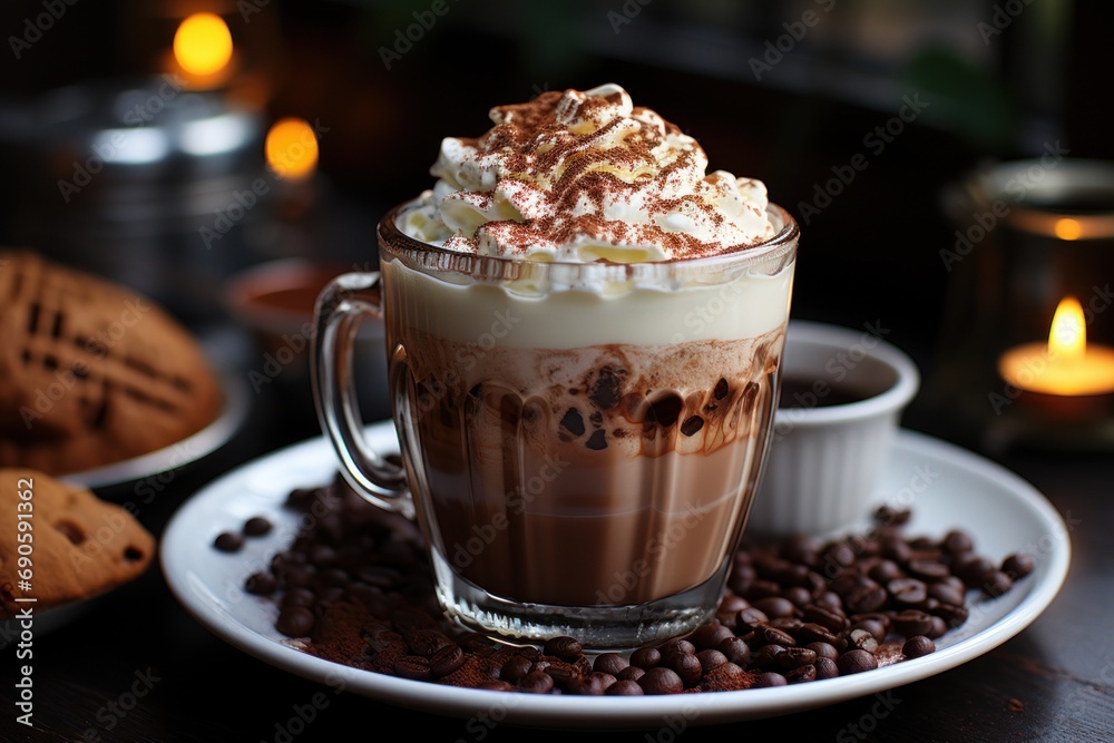 cup of cappuccino with chocolate and cinnamon cup of cappuccino with chocolate and cinnamon