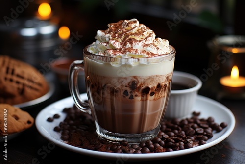 cup of cappuccino with chocolate and cinnamon © nataliya_ua