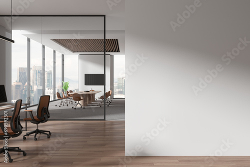 Photography Office business interior with coworking and conference room, window