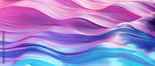 Hologram fabric texture. Gradient abstract background Iridescent abstract fluid 3d render holographic iridescent neon curved wave in motion background. Light metal pastel pattern. Generative ai