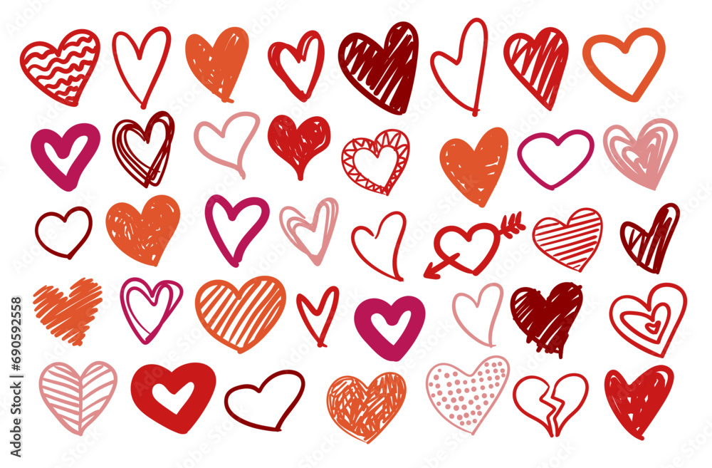 Vector isolated hand drawn heart doddles Vector isolated hand drawn heart doddles