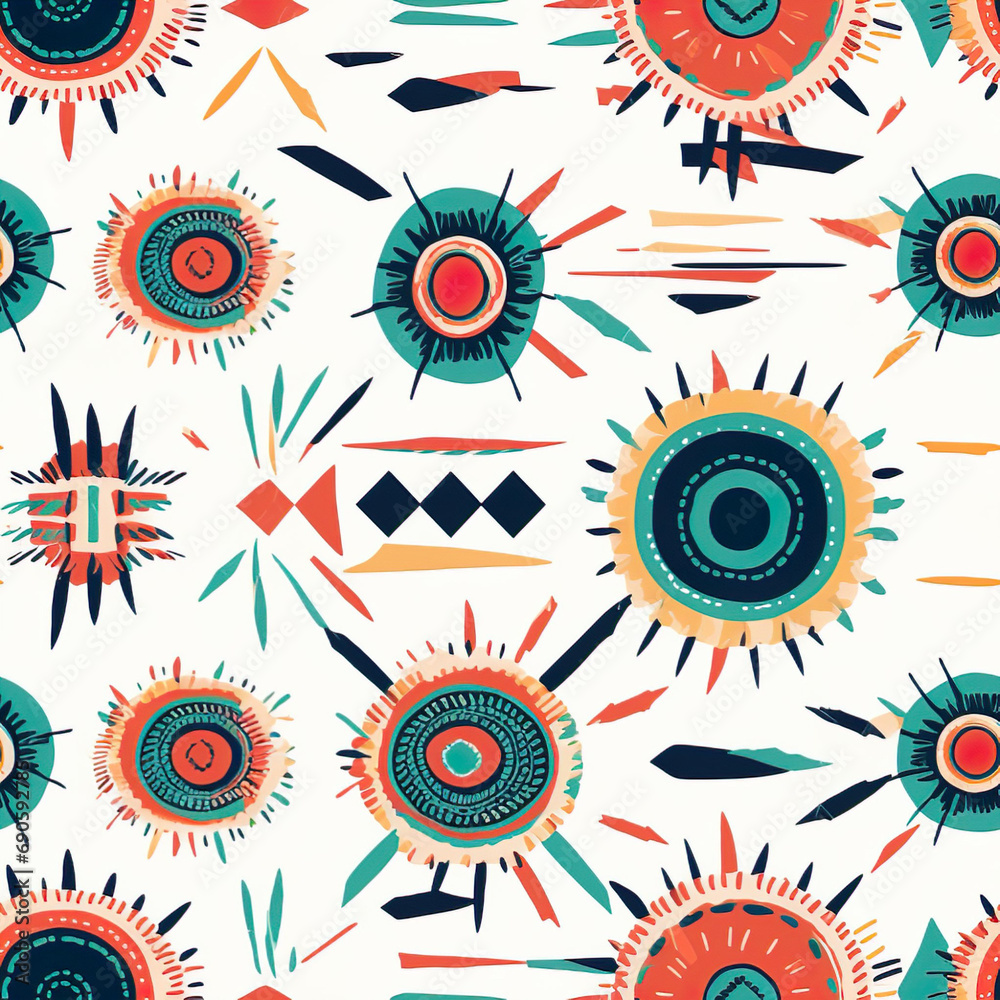 vector of a seamless lighter African style Boho Pattern with a white background,tile