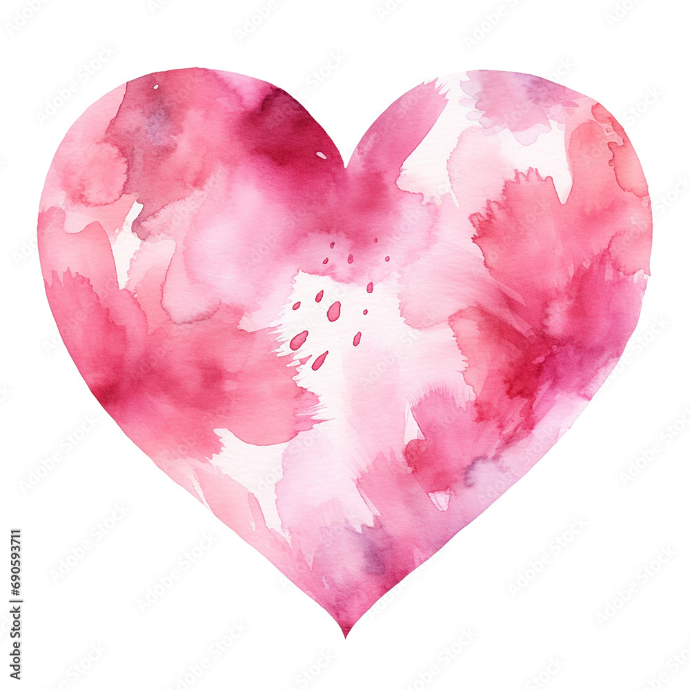 pink watercolor heart on a white background