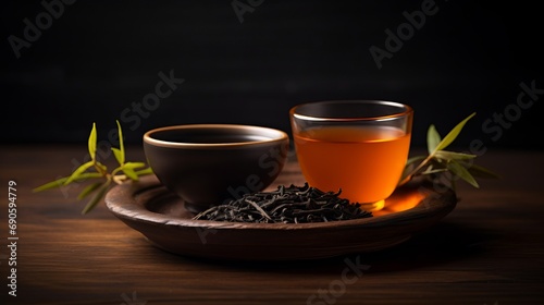 Da Hong Pao Oolong tea with copy space, high quality, product photography