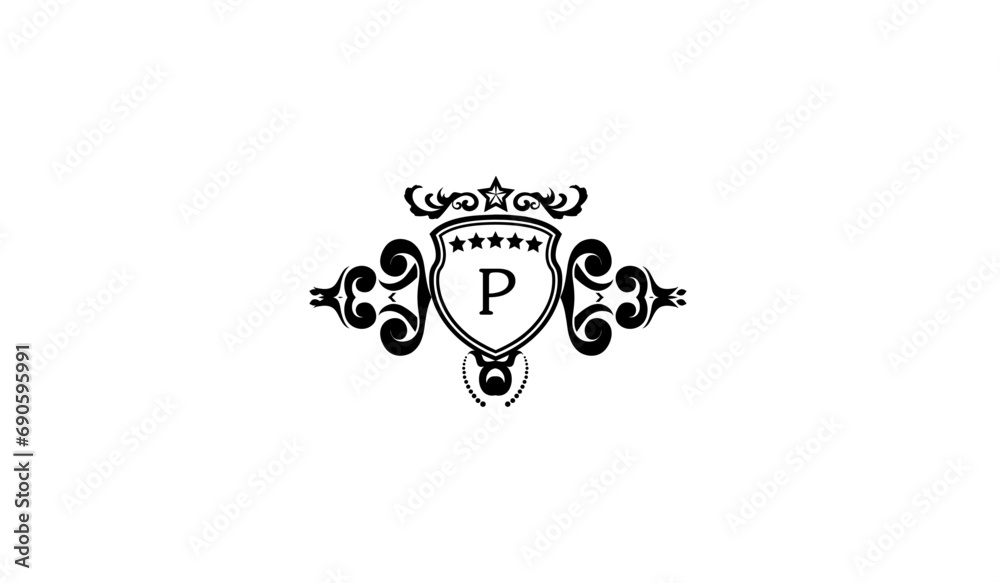 Luxury Retro Crown Logo P