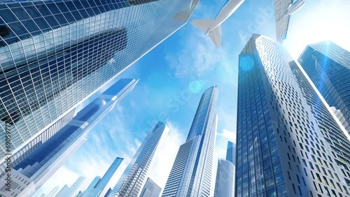 Wallpaper Mural Cleveland. Airplane Landing City Skyscraper with Welcome Sign on Bus Torontodigital.ca