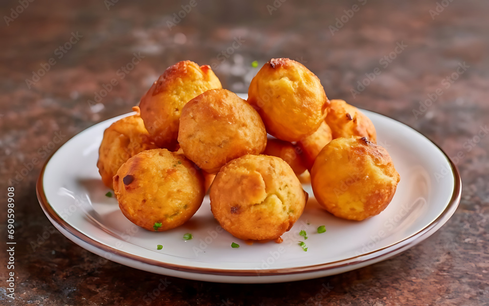 Capture the essence of Hush Puppies in a mouthwatering food photography shot Generative AI
