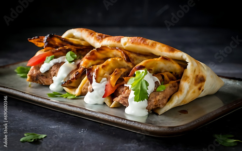 Capture the essence of Gyros in a mouthwatering food photography shot Generative AI