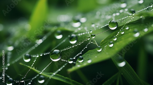 dew drops on a leaf  dew drops on fresh green leaves 
