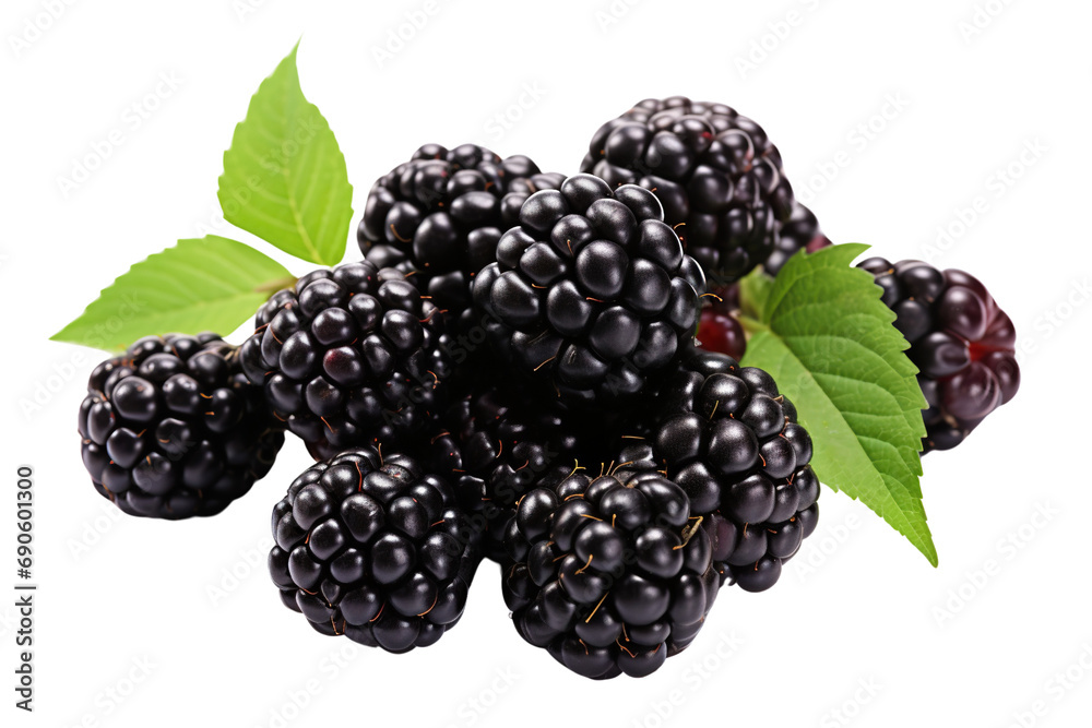Black berries in a pile isolated on a white background Black berries in a pile isolated on a white background