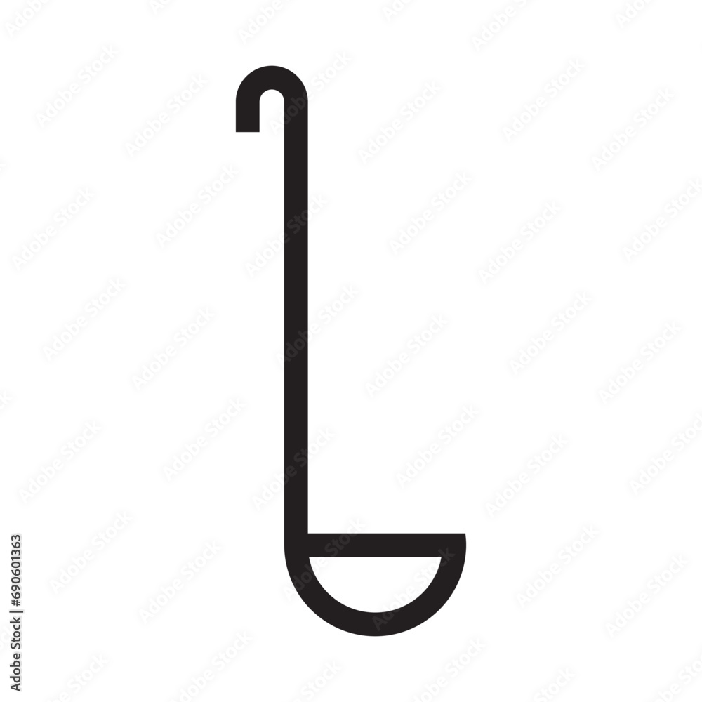 vector illustration of a large spoon icon design for soup. line drawing style. black and white color. vector illustration of a large spoon icon design for soup. line drawing style. black and white color.