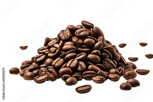 Pile of coffee beans isolated on a white background