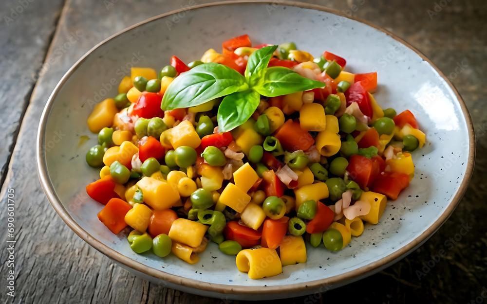Capture the essence of Succotash in a mouthwatering food photography shot Generative AI