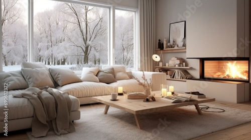 Design scandinavian home interior of living room. © Classy designs