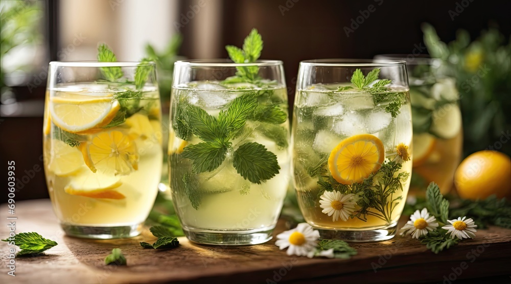 Fototapeta premium Herbal Teas in the glass 