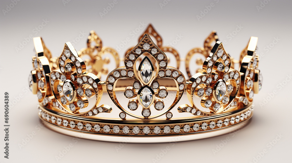 3d photo of a golden crown on white background wallpaper made with generative AI 3d photo of a golden crown on white background wallpaper made with generative AI