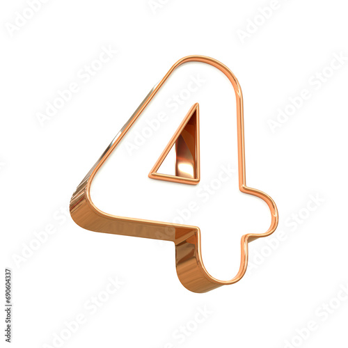 3d rendering of golden 4, Four Number for your unique selling poster banner ads Party or birthday design