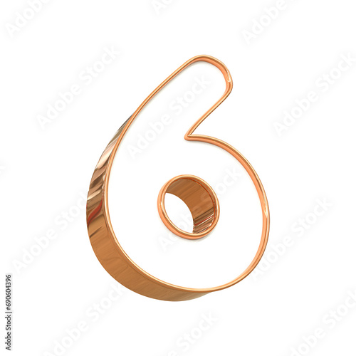 3d rendering of golden 6, six Number for your unique selling poster banner ads Party or birthday design