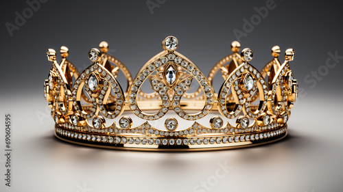 3d photo of a golden crown on white background wallpaper made with generative AI