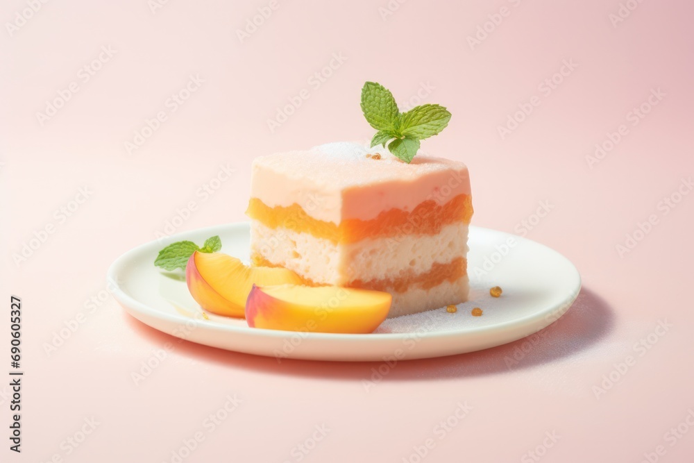 fruit cake dessert in pastel peach color palette minimal food design. Peach fuzz trendy color of the year. fruit cake dessert in pastel peach color palette minimal food design. Peach fuzz trendy color of the year.