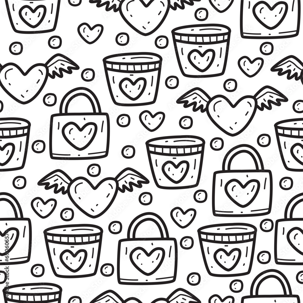 Vector illustration of doodle valentines day cartoon pattern design
