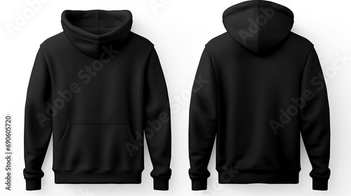 Black hoodie with a blank front and back view, mockup, white background. --ar 16:9 --v 5.2 Job ID: f7a47380-8689-4742-b24e-8e58e6ace88a