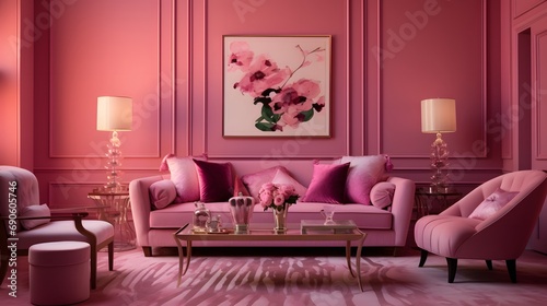 Pink decorated living room