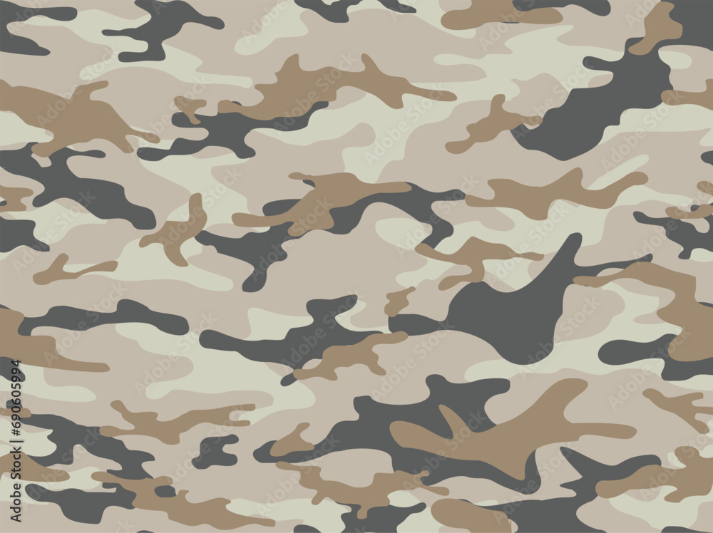 Seamless camouflage pattern. Military texture. Print on fabric and paper. Vector illustration - obrazy, fototapety, plakaty 