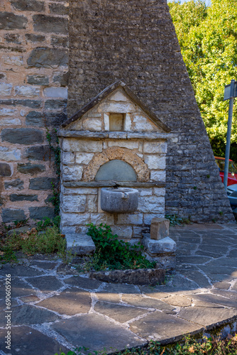 Traditional architecture during fall season in the picturesque village of Mikro papigo in Epirus zagori greece
