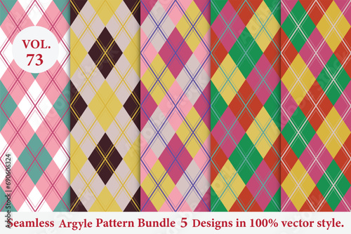 Argyle Pattern Bundle 5 designs Vol.73,geometric,Knitted,plaid