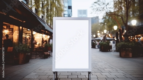 empty poster mockup in the city, white empty poster for copyspace, blurred background --ar 16:9 --v 5.2 Job ID: c99eade3-6bc3-4941-8013-6899e3becf9e