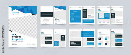 Project proposal template or business proposal template design 12 pages design