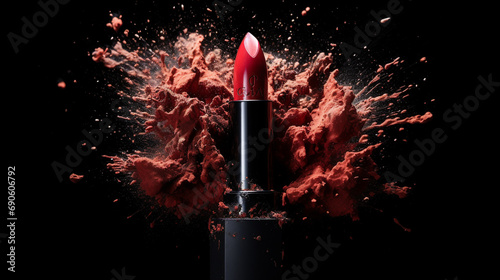 exploding lipstick on black background --no text --ar 16:9 --v 5.2 Job ID: 872c3626-4449-4178-a470-6722c781e447