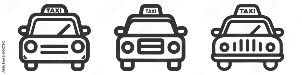 Taxi icon set, pack, collection. Car. Vector icon isolated on white background Taxi icon set, pack, collection. Car. Vector icon isolated on white background
