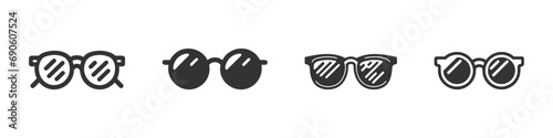 Eye glasses editable stroke outline icon set, pack, collection isolated on white background flat vector illustration.